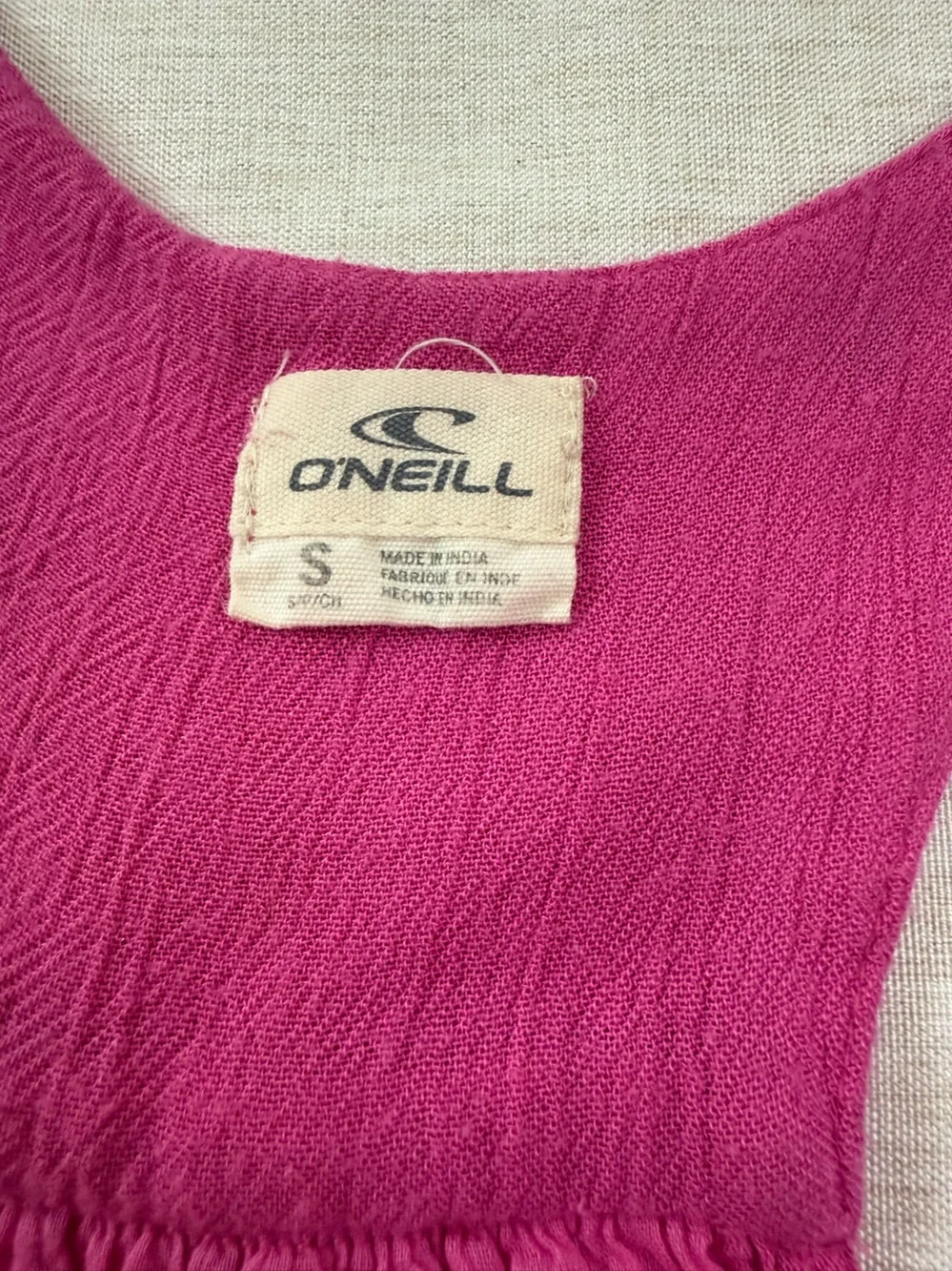 O’Neill Hot Pink V-Neck Sleeveless Crinkle Maxi Dress with Pockets Size S